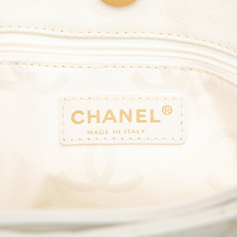 CHANEL White Leather Logo Tote Bag - Picture 5 of 6